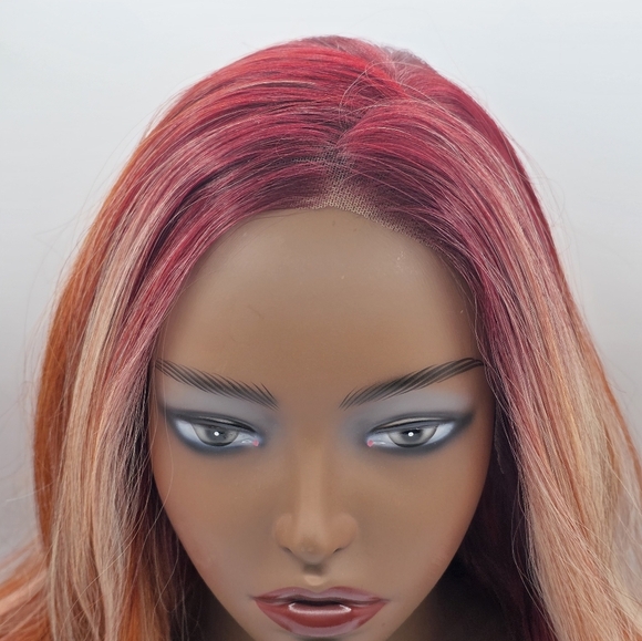 Chelsey Smith Crowns Cosmetics Cayenne Luxe Red & Blonde Wavy Lace Front Wig - Picture 3 of 12